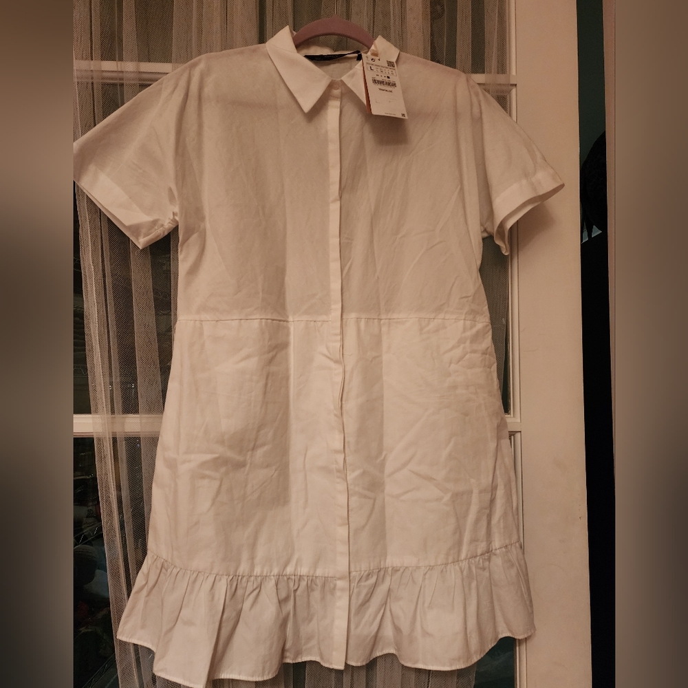 NWT Zara Trafaluc Cotton Shirt Dress